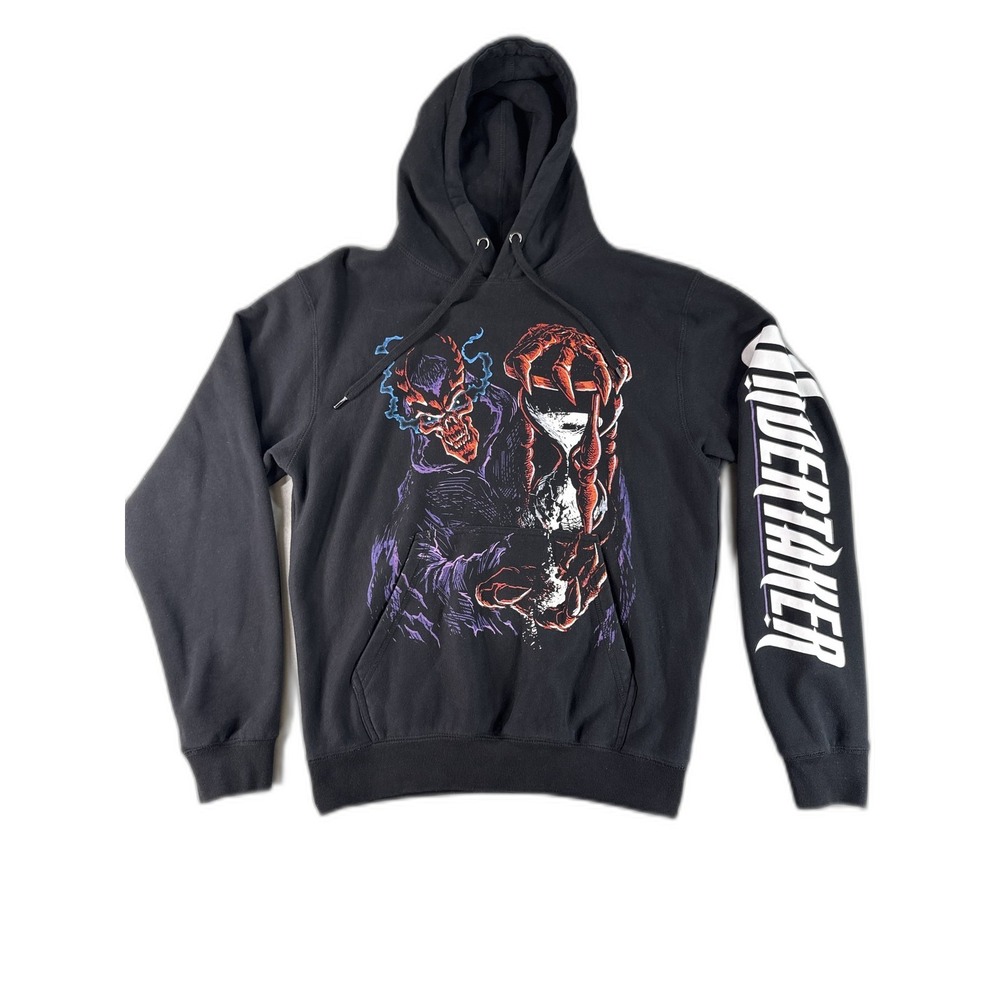 WWE Undertaker Hoodie Men's Large Black Cotton Graphic Wrestling Pre-owned Retro